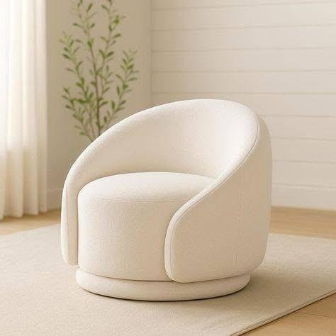 001-1.jpg Round Boucle Swivel Accent Chair