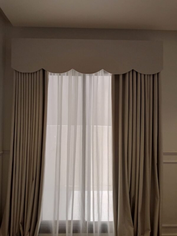 002-1.jpg Beige Pleated Curtains with Sheer Underlay