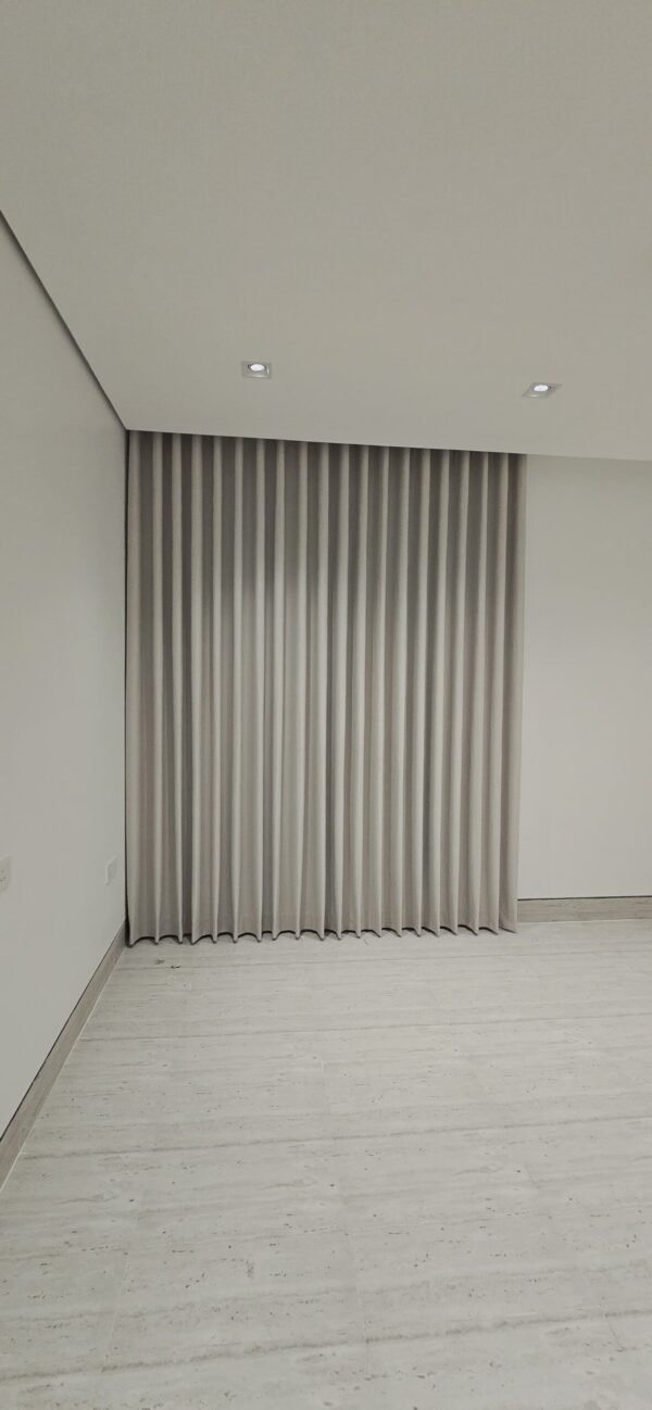 006-1.jpg Grey Wave Curtain Installation - Full Wall Drape