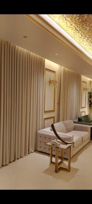 Beige Curtain Drape - Hallway Setting