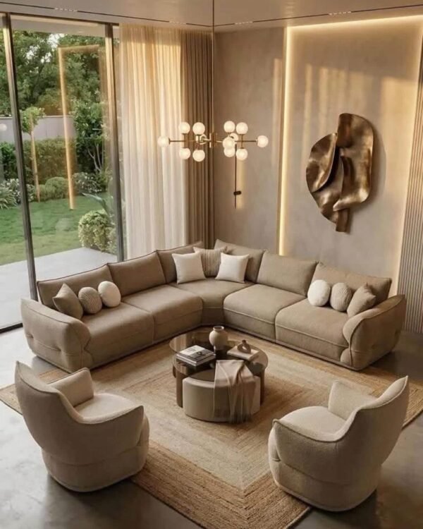 011-1.jpg Beige Modern Sectional Sofa - Living Room Set