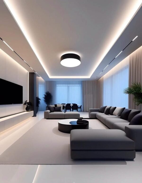 019-1.jpg Dark Grey Modern Sectional Sofa - TV Lounge Set