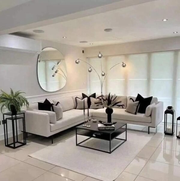 Cream Corner Sectional Sofa - Contemporary Living Room