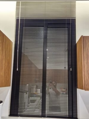 Black Venetian Blinds - Large Window