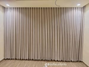 Beige Wave Curtains - Full Wall Drape