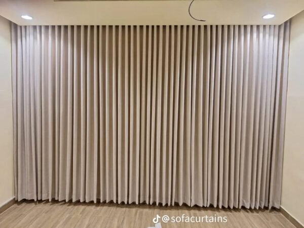 Beige Wave Curtains - Full Wall Drape