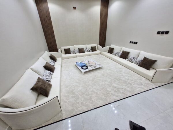 Cream U-Shaped Majlis Sofa with Accent Cushions