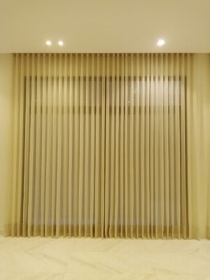 Gold Vertical Wave Curtains - Feature Wall