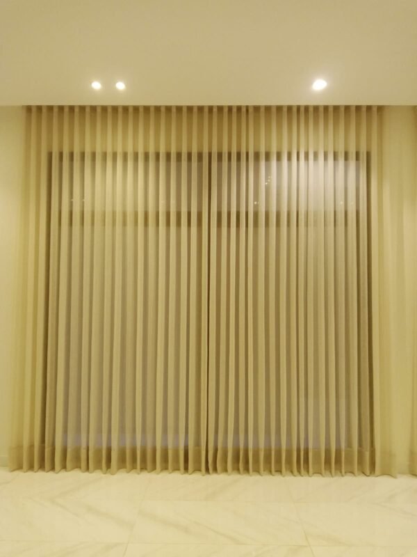 Gold Vertical Wave Curtains - Feature Wall