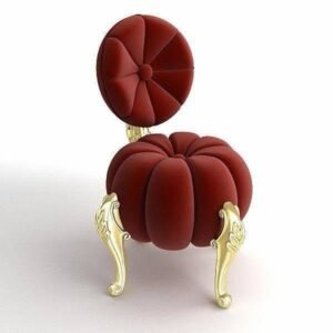 Red Velvet Tufted Accent Chair with Gold Legs