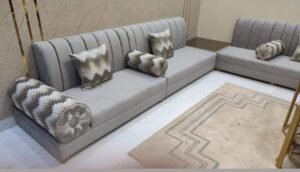 Grey Channel-Tufted Modular Sofa Set