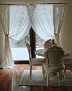 White Sheer Curtains - Classic Dining Room