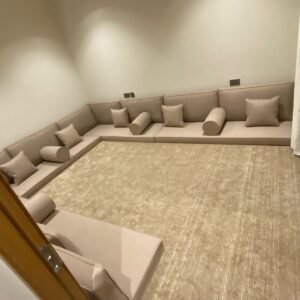 Beige Majlis Floor Seating - Corner Room