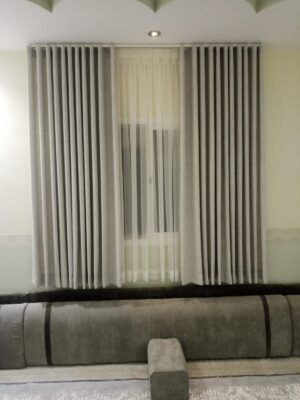 Grey Wave Curtains with Olive Daybed Seating