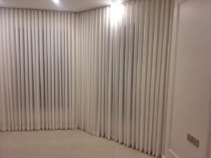 Beige Wave Curtains - Corner Installation