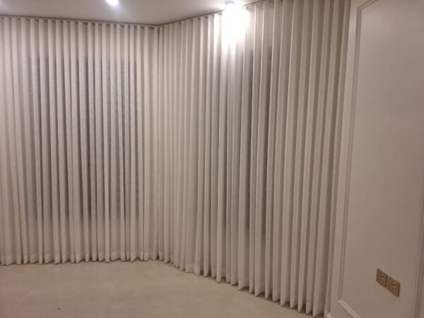 Beige Wave Curtains - Corner Installation