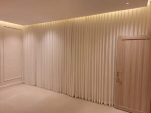 Beige Wave Curtains - Corridor Installation