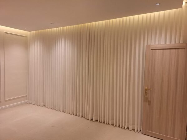 067-1.jpg Beige Wave Curtains - Corridor Installation
