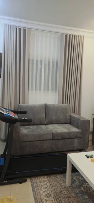 Grey Curtains - Living Room with Sofa